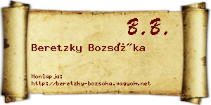 Beretzky Bozsóka névjegykártya